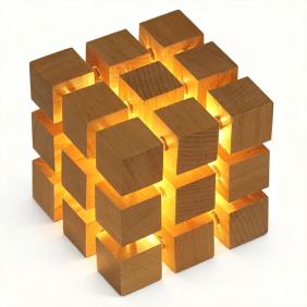 USB-powered Wooden 3x3 Cube Light